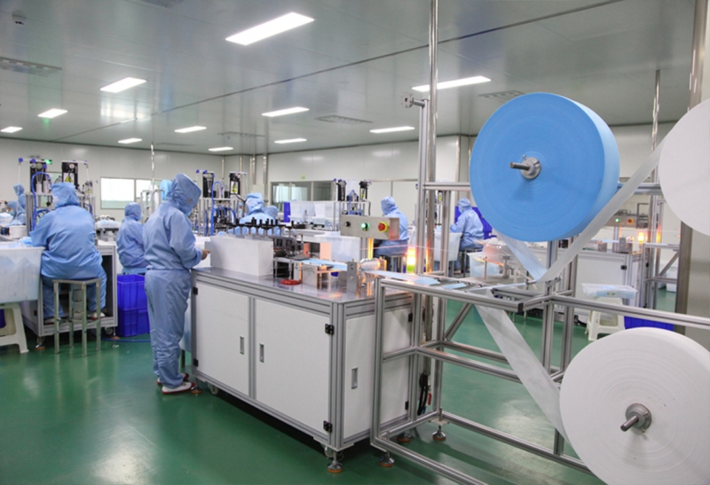 Production of medical surgical face masks.